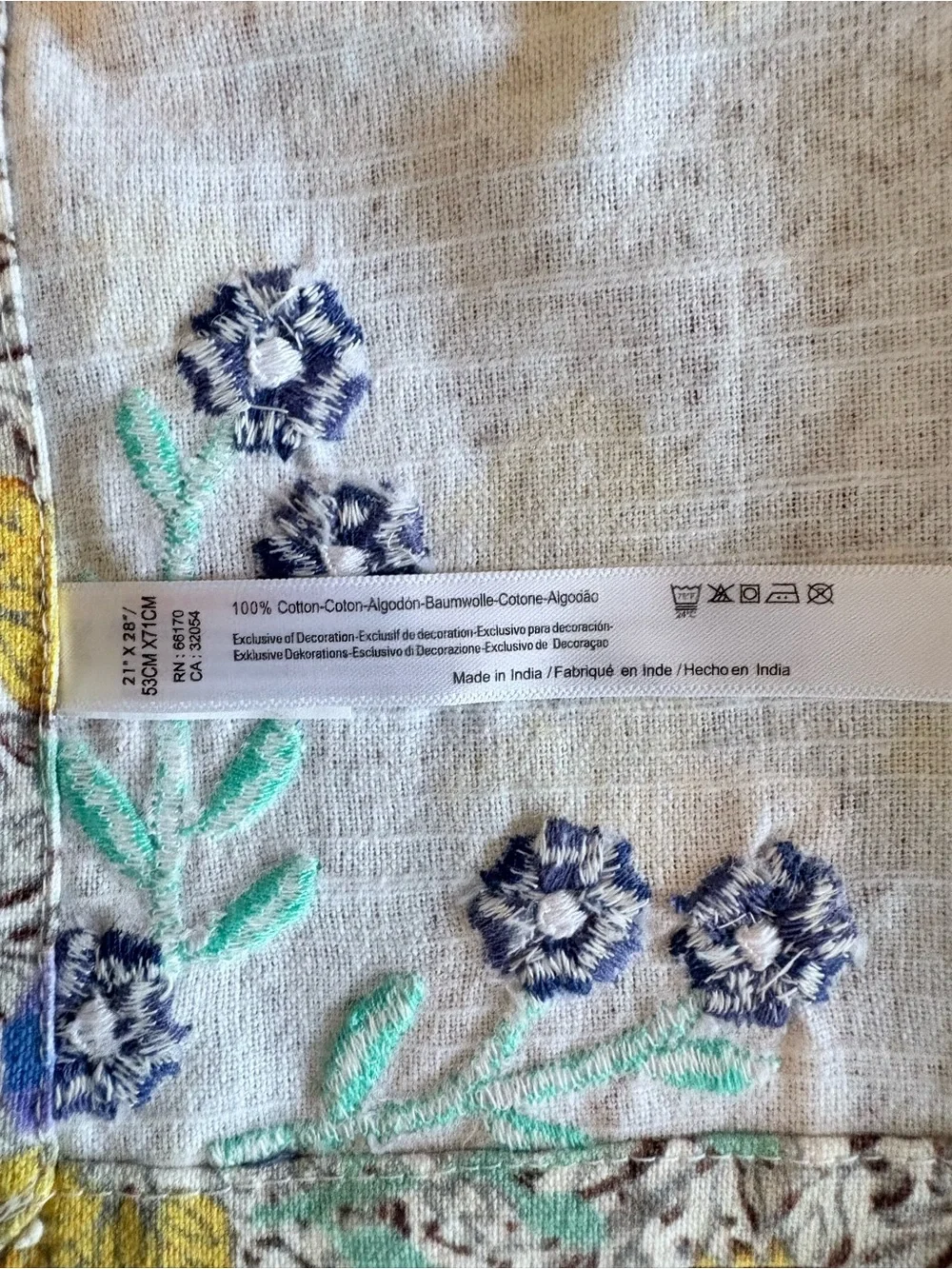 NEW Anthropologie Sweet Mama Embroidered & Tassel Floral Dish Tea Towel
